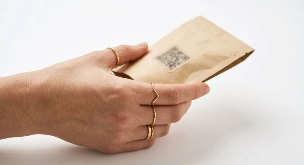 A QR code on retail product packaging